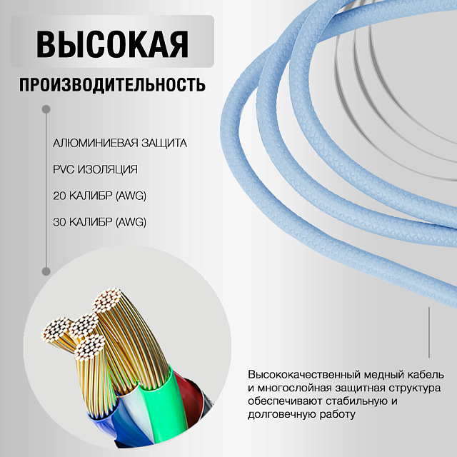 Miccell VQ-D06 USB-Lightning синий
