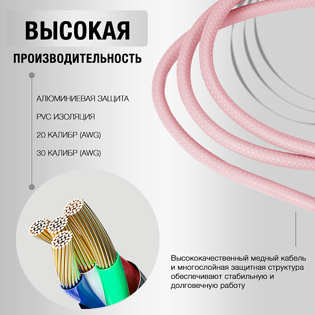 Miccell VQ-D06 USB - USB Type-С розовый